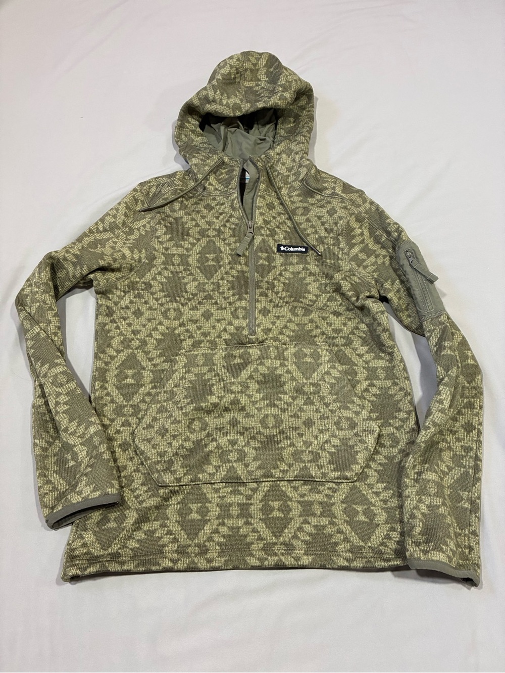 Columbia Olive Geo-Pattern Hooded Pullover women’s small hoodie